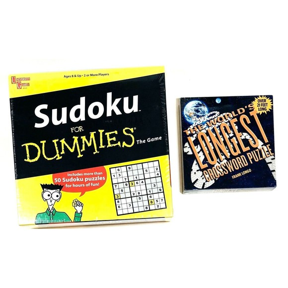 Sudoku for Dummies THE GAME and The World's Longest Crossword Puzzle New Sealed - Picture 1 of 12